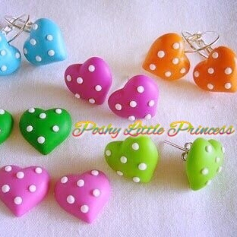 Polka Heart Post Earrings